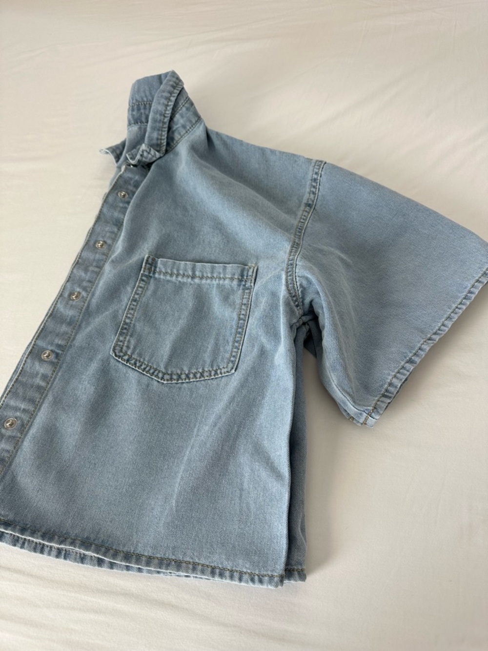 Forever 21 Light Blue Cropped Denim Button-Down Shirt - Picture 9 of 10